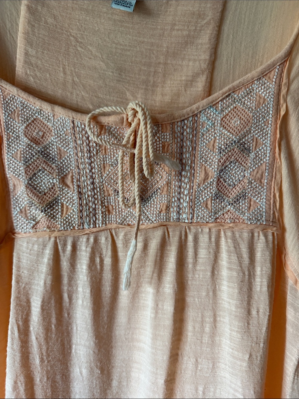 American Eagle Outfitters Peach Lace-Yoke Peasant Tunic - Picture 2 of 6